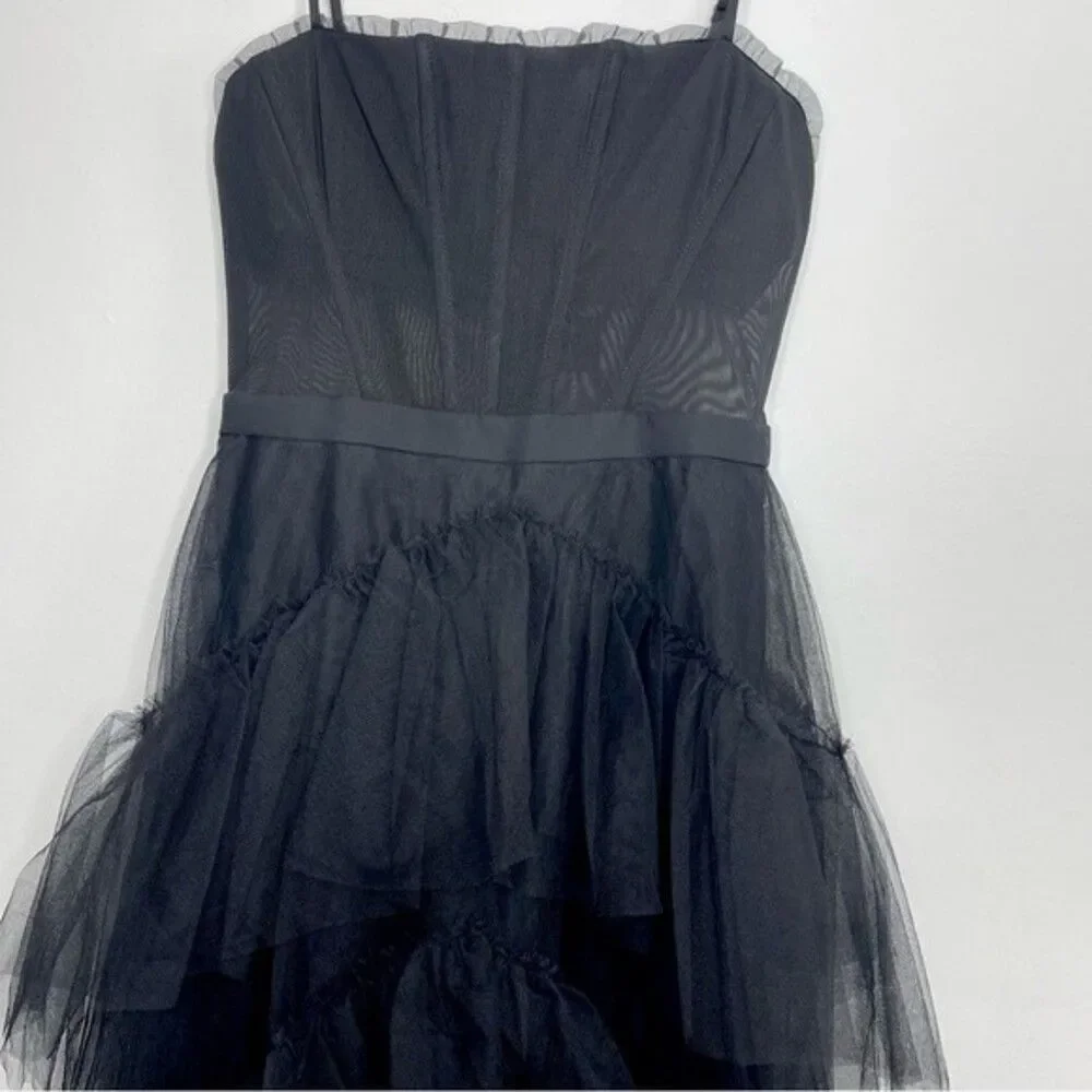 BCBGMAXAZRIA Size 12 Corset Tulle Tiered Oly Gown in Black (Blogger favorite) - Picture 7 of 10